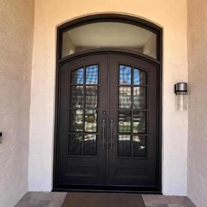 Double entry, set in an arch